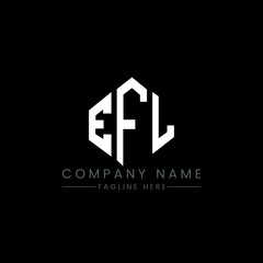 Fototapeta premium EFL letter logo design with polygon shape. EFL polygon logo monogram. EFL cube logo design. EFL hexagon vector logo template white and black colors. EFL monogram, EFL business and real estate logo. 