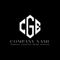 CGE letter logo design with polygon shape. CGE polygon logo monogram. CGE cube logo design. CGE hexagon vector logo template white and black colors. CGE monogram, CGE business and real estate logo. 