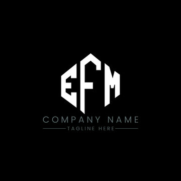 EFM letter logo design with polygon shape. EFM polygon logo monogram. EFM cube logo design. EFM hexagon vector logo template white and black colors. EFM monogram, EFM business and real estate logo. 