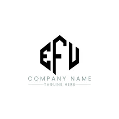 EFU letter logo design with polygon shape. EFU polygon logo monogram. EFU cube logo design. EFU hexagon vector logo template white and black colors. EFU monogram, EFU business and real estate logo. 