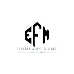 EFM letter logo design with polygon shape. EFM polygon logo monogram. EFM cube logo design. EFM hexagon vector logo template white and black colors. EFM monogram, EFM business and real estate logo. 