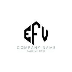 EFV letter logo design with polygon shape. EFV polygon logo monogram. EFV cube logo design. EFV hexagon vector logo template white and black colors. EFV monogram, EFV business and real estate logo. 