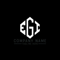 EGI letter logo design with polygon shape. EGI polygon logo monogram. EGI cube logo design. EGI hexagon vector logo template white and black colors. EGI monogram, EGI business and real estate logo. 