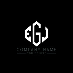 EGJ letter logo design with polygon shape. EGJ polygon logo monogram. EGJ cube logo design. EGJ hexagon vector logo template white and black colors. EGJ monogram, EGJ business and real estate logo. 