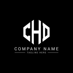 CHD letter logo design with polygon shape. CHD polygon logo monogram. CHD cube logo design. CHD hexagon vector logo template white and black colors. CHD monogram, CHD business and real estate logo. 