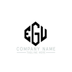 EGU letter logo design with polygon shape. EGU polygon logo monogram. EGU cube logo design. EGU hexagon vector logo template white and black colors. EGU monogram, EGU business and real estate logo. 
