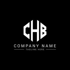 CHB letter logo design with polygon shape. CHB polygon logo monogram. CHB cube logo design. CHB hexagon vector logo template white and black colors. CHB monogram, CHB business and real estate logo. 