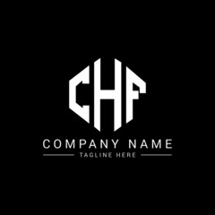 CHF letter logo design with polygon shape. CHF polygon logo monogram. CHF cube logo design. CHF hexagon vector logo template white and black colors. CHF monogram, CHF business and real estate logo. 