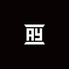 AY Logo monogram with pillar shape designs template