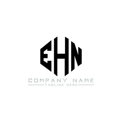 EHN letter logo design with polygon shape. EHN polygon logo monogram. EHN cube logo design. EHN hexagon vector logo template white and black colors. EHN monogram, EHN business and real estate logo. 