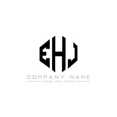 EHJ letter logo design with polygon shape. EHJ polygon logo monogram. EHJ cube logo design. EHJ hexagon vector logo template white and black colors. EHJ monogram, EHJ business and real estate logo. 
