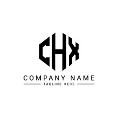 CHX letter logo design with polygon shape. CHX polygon logo monogram. CHX cube logo design. CHX hexagon vector logo template white and black colors. CHX monogram, CHX business and real estate logo. 