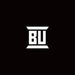 BU Logo monogram with pillar shape designs template