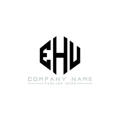 EHU letter logo design with polygon shape. EHU polygon logo monogram. EHU cube logo design. EHU hexagon vector logo template white and black colors. EHU monogram, EHU business and real estate logo. 