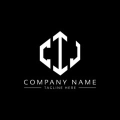CIJ letter logo design with polygon shape. CIJ polygon logo monogram. CIJ cube logo design. CIJ hexagon vector logo template white and black colors. CIJ monogram, CIJ business and real estate logo. 