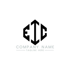 EIC letter logo design with polygon shape. EIC polygon logo monogram. EIC cube logo design. EIC hexagon vector logo template white and black colors. EIC monogram, EIC business and real estate logo. 