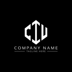 CIU letter logo design with polygon shape. CIU polygon logo monogram. CIU cube logo design. CIU hexagon vector logo template white and black colors. CIU monogram, CIU business and real estate logo. 