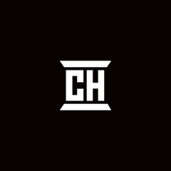 CH Logo monogram with pillar shape designs template