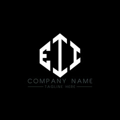 EII letter logo design with polygon shape. EII polygon logo monogram. EII cube logo design. EII hexagon vector logo template white and black colors. EII monogram, EII business and real estate logo. 