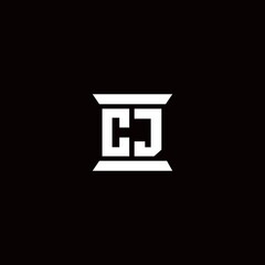 CJ Logo monogram with pillar shape designs template