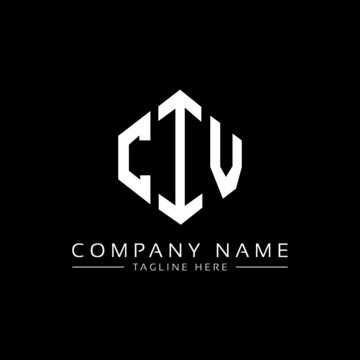 CIV letter logo design with polygon shape. CIV polygon logo monogram. CIV cube logo design. CIV hexagon vector logo template white and black colors. CIV monogram, CIV business and real estate logo. 