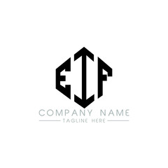 EIF letter logo design with polygon shape. EIF polygon logo monogram. EIF cube logo design. EIF hexagon vector logo template white and black colors. EIF monogram, EIF business and real estate logo. 