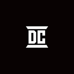 DC Logo monogram with pillar shape designs template
