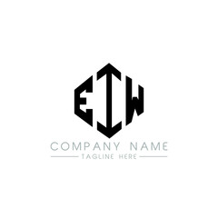 EIW letter logo design with polygon shape. EIW polygon logo monogram. EIW cube logo design. EIW hexagon vector logo template white and black colors. EIW monogram, EIW business and real estate logo. 