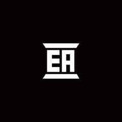 EA Logo monogram with pillar shape designs template