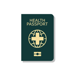 green paper health passport, flat style vector illustration