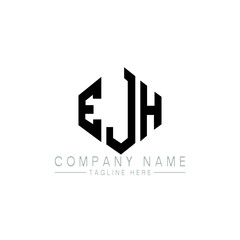 EJH letter logo design with polygon shape. EJH polygon logo monogram. EJH cube logo design. EJH hexagon vector logo template white and black colors. EJH monogram, EJH business and real estate logo. 