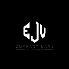 Obraz premium EJV letter logo design with polygon shape. EJV polygon logo monogram. EJV cube logo design. EJV hexagon vector logo template white and black colors. EJV monogram, EJV business and real estate logo. 