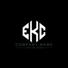 Obraz premium EKC letter logo design with polygon shape. EKC polygon logo monogram. EKC cube logo design. EKC hexagon vector logo template white and black colors. EKC monogram, EKC business and real estate logo. 