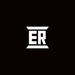 ER Logo monogram with pillar shape designs template