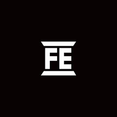 FE Logo monogram with pillar shape designs template
