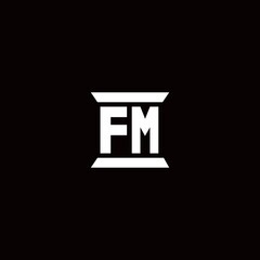 FM Logo monogram with pillar shape designs template