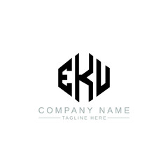 Fototapeta premium EKU letter logo design with polygon shape. EKU polygon logo monogram. EKU cube logo design. EKU hexagon vector logo template white and black colors. EKU monogram, EKU business and real estate logo. 