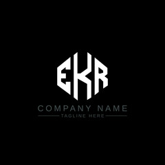 Obraz premium EKR letter logo design with polygon shape. EKR polygon logo monogram. EKR cube logo design. EKR hexagon vector logo template white and black colors. EKR monogram, EKR business and real estate logo. 