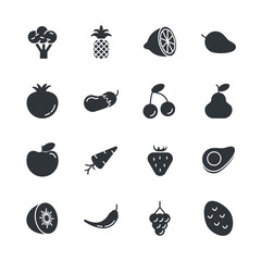 fruits vegetable set icon, isolated fruits vegetable set sign icon, vector illustration