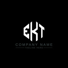 EKT letter logo design with polygon shape. EKT polygon logo monogram. EKT cube logo design. EKT hexagon vector logo template white and black colors. EKT monogram, EKT business and real estate logo. 