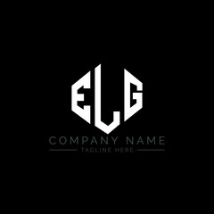 ELG letter logo design with polygon shape. ELG polygon logo monogram. ELG cube logo design. ELG hexagon vector logo template white and black colors. ELG monogram, ELG business and real estate logo. 