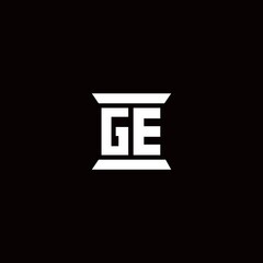 GE Logo monogram with pillar shape designs template