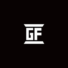 GF Logo monogram with pillar shape designs template