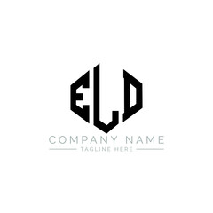 Fototapeta premium ELD letter logo design with polygon shape. ELD polygon logo monogram. ELD cube logo design. ELD hexagon vector logo template white and black colors. ELD monogram, ELD business and real estate logo. 