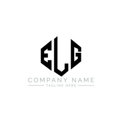 ELG letter logo design with polygon shape. ELG polygon logo monogram. ELG cube logo design. ELG hexagon vector logo template white and black colors. ELG monogram, ELG business and real estate logo. 