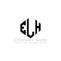 ELH letter logo design with polygon shape. ELH polygon logo monogram. ELH cube logo design. ELH hexagon vector logo template white and black colors. ELH monogram, ELH business and real estate logo. 