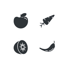 fruits vegetable set icon, isolated fruits vegetable set sign icon, vector illustration