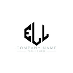 ELL letter logo design with polygon shape. ELL polygon logo monogram. ELL cube logo design. ELL hexagon vector logo template white and black colors. ELL monogram, ELL business and real estate logo. 