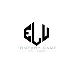 Obraz premium ELU letter logo design with polygon shape. ELU polygon logo monogram. ELU cube logo design. ELU hexagon vector logo template white and black colors. ELU monogram, ELU business and real estate logo. 