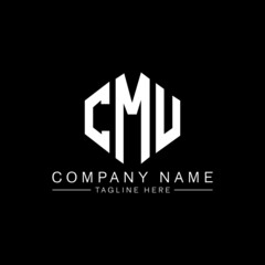 CMU letter logo design with polygon shape. CMU polygon logo monogram. CMU cube logo design. CMU hexagon vector logo template white and black colors. CMU monogram, CMU business and real estate logo. 